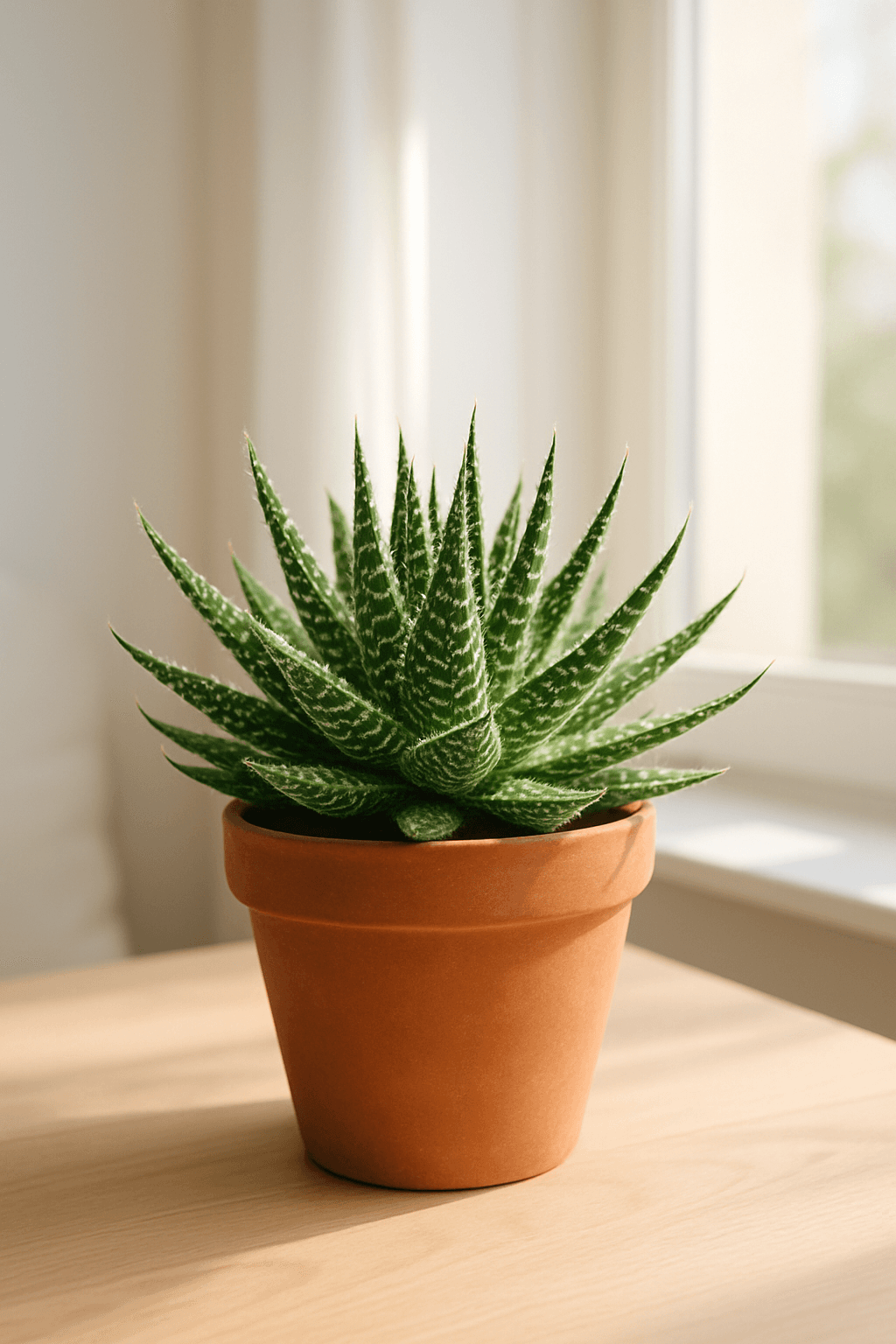 Lace Aloe (Aloe aristata) with compact white-spotted rosette and soft tips
