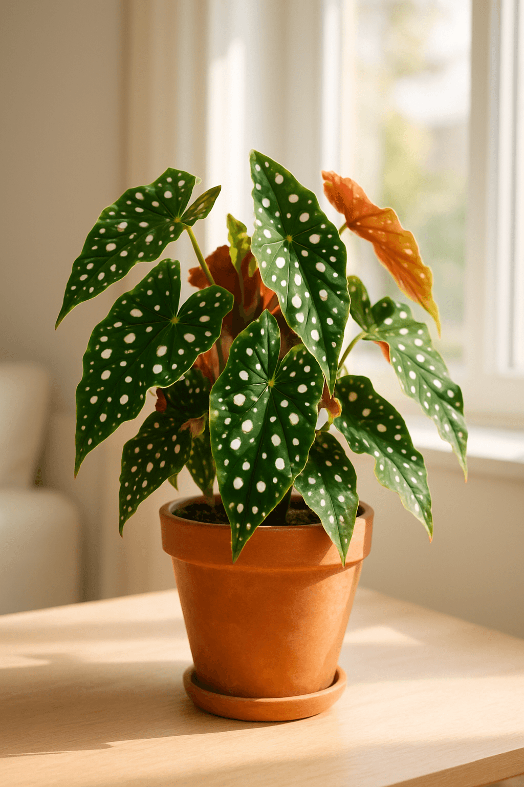 Polka Dot Begonia (Begonia maculata) with white-spotted leaves