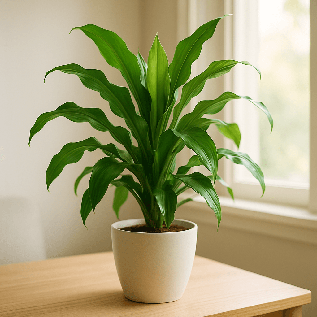 Corn Plant (Dracaena fragrans) in a pot near a window