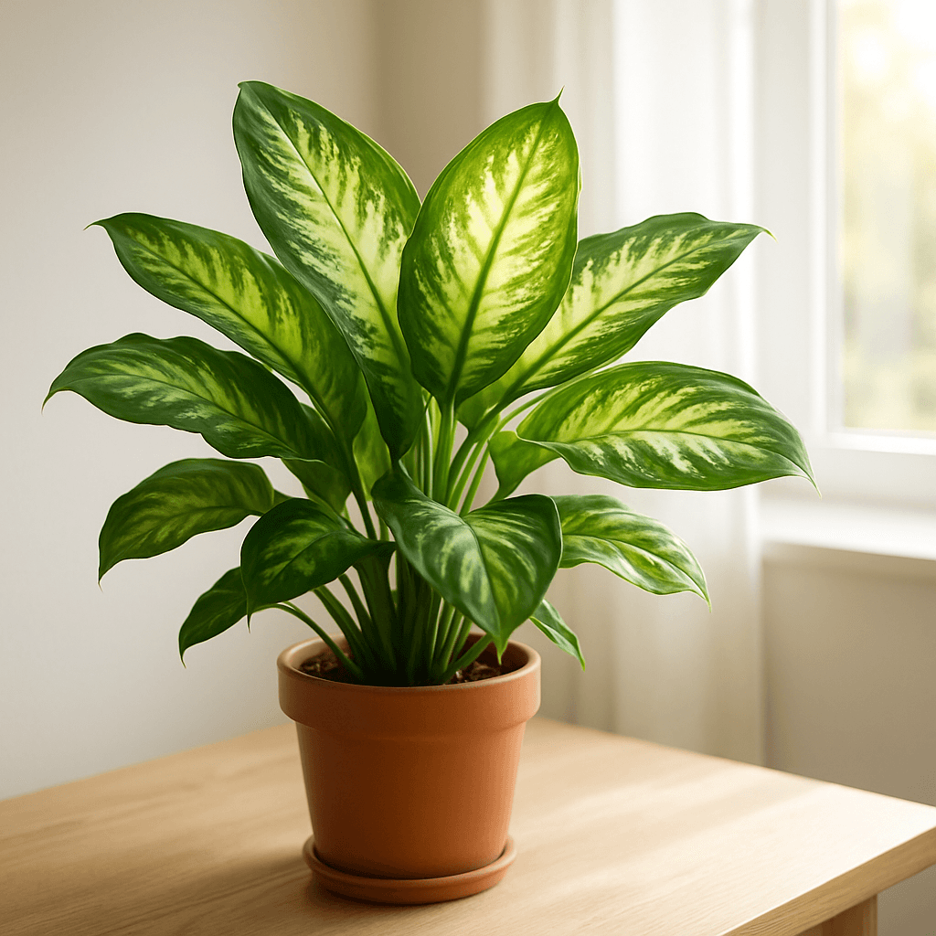 Dumb Cane (Dieffenbachia seguine) in a pot near a window