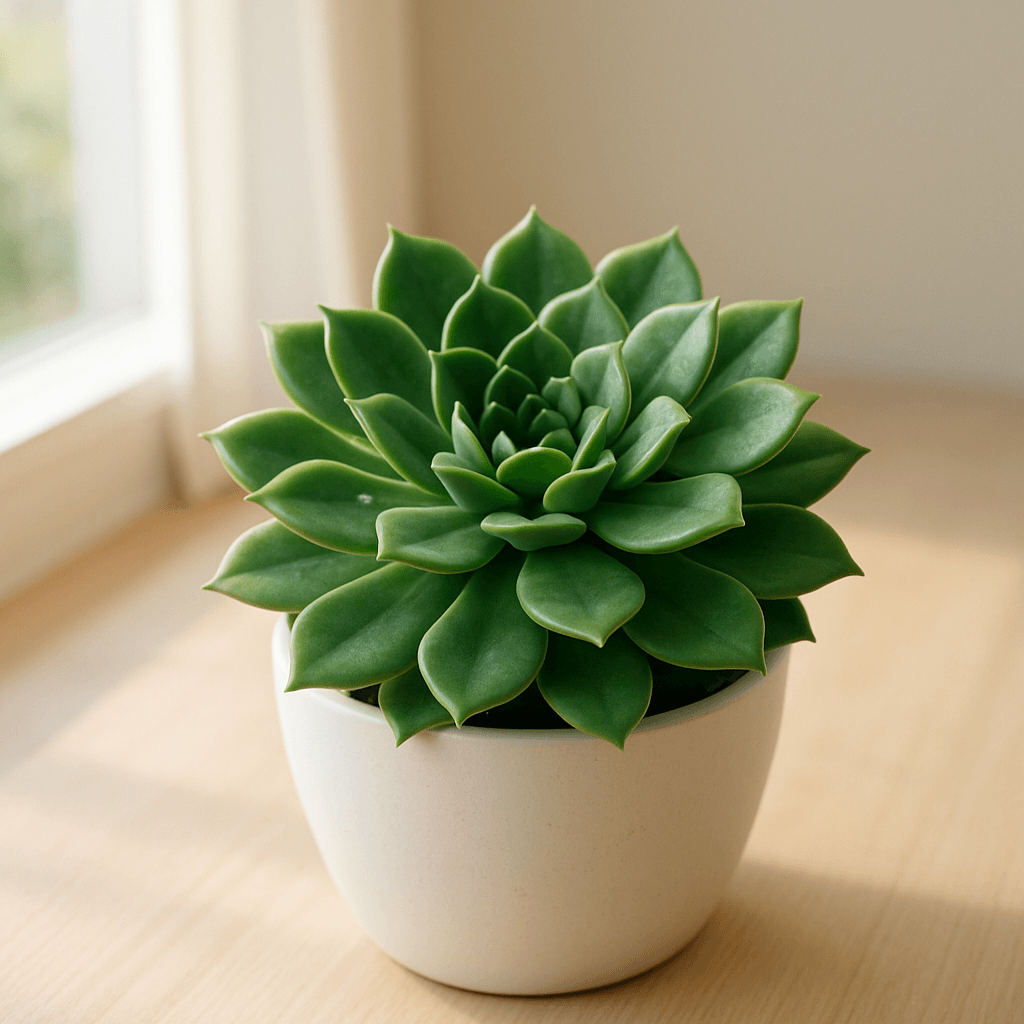 Echeveria (Echeveria elegans) in a pot near a window