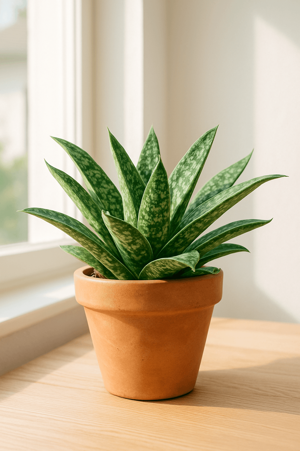 Gasteria (Ox Tongue Plant) with thick tongue-shaped spotted leaves