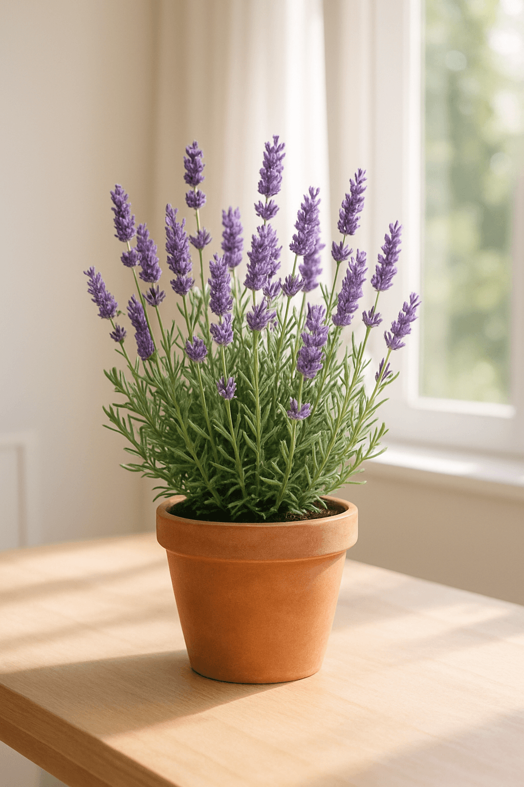 Lavender (Lavandula angustifolia) with fragrant purple flower spikes