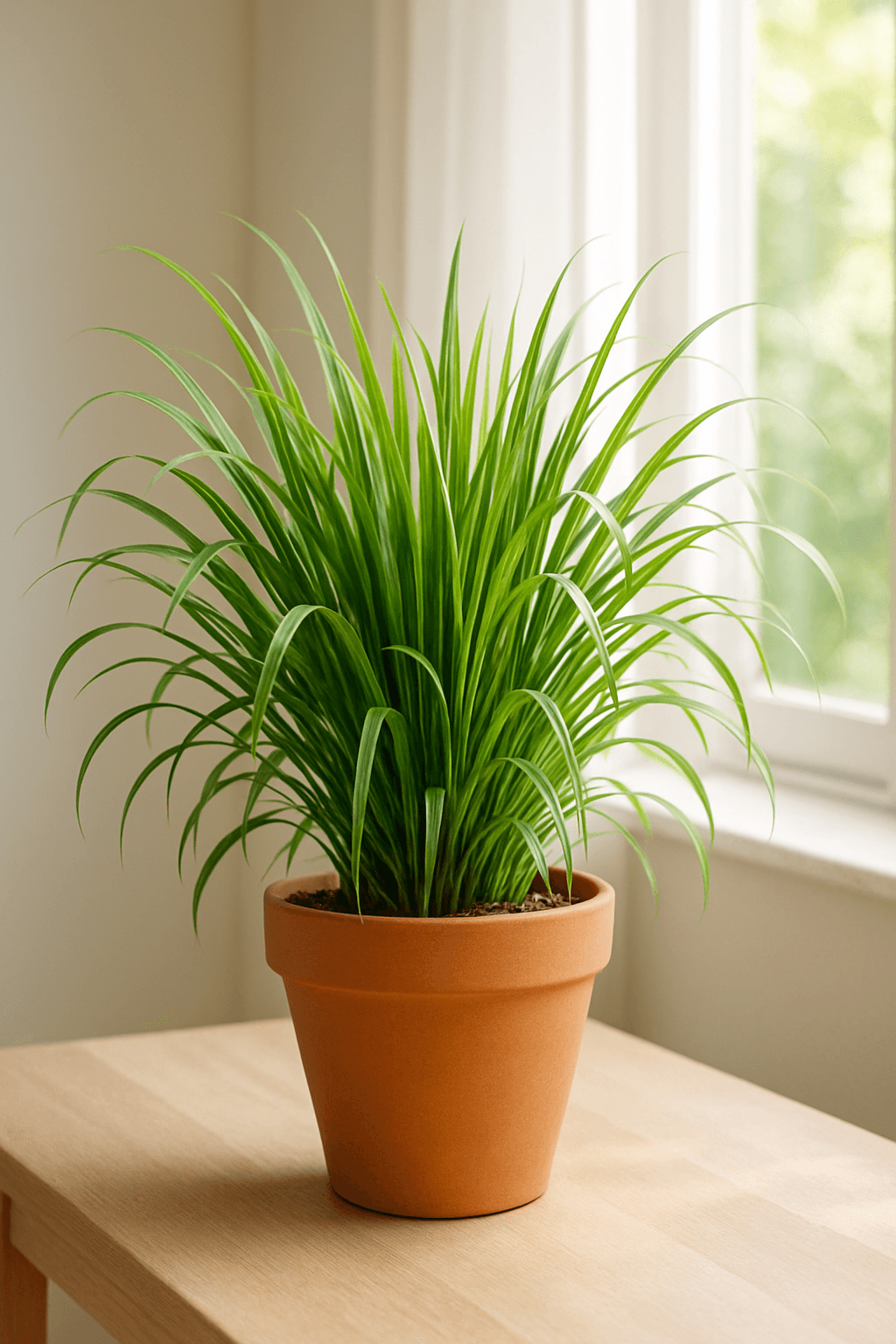 Lemongrass (Cymbopogon citratus) with tall grass-like fragrant stalks