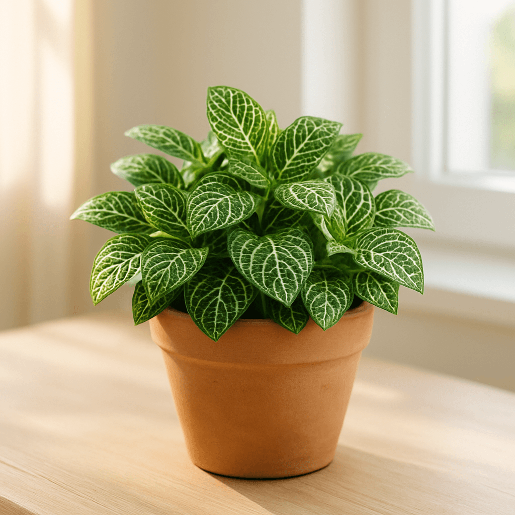 Nerve Plant (Fittonia albivenis) in a pot near a window