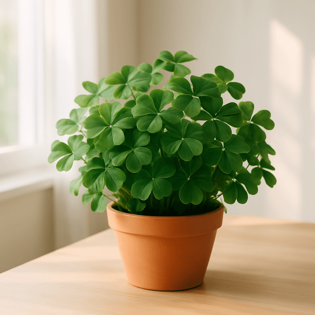 Oxalis (Oxalis triangularis) in a pot near a window