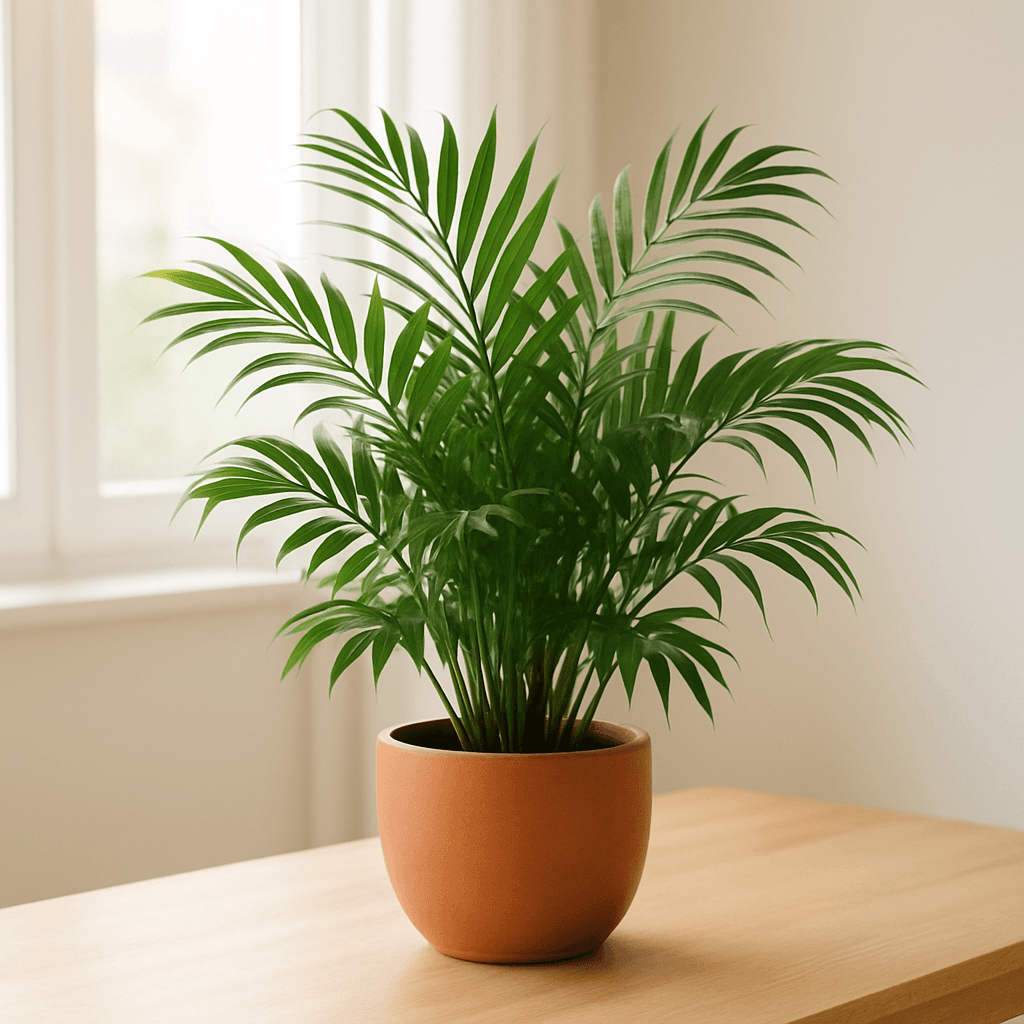 Parlor Palm (Chamaedorea elegans) in a pot near a window