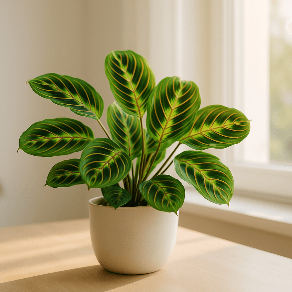 Prayer Plant (Maranta leuconeura) in a pot near a window